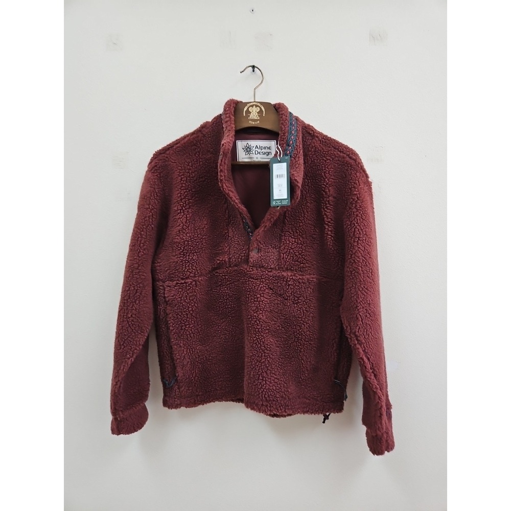 Alpine Design Women's Sherpa 1/4 Snap Pullover X Small Dark Auburn Fleece NWT - Picture 2 of 12
